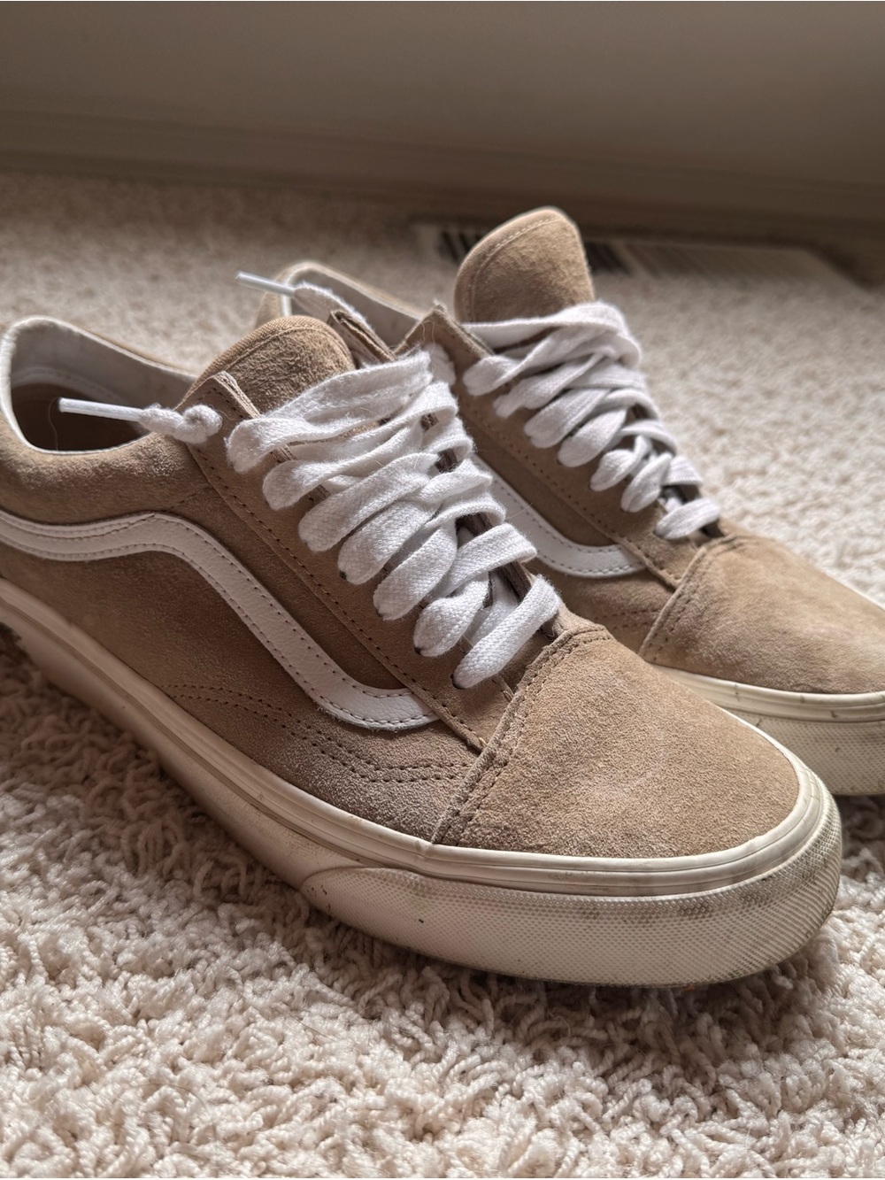 Vans Men’s Old Skool Suede Sneakers in Tan and White